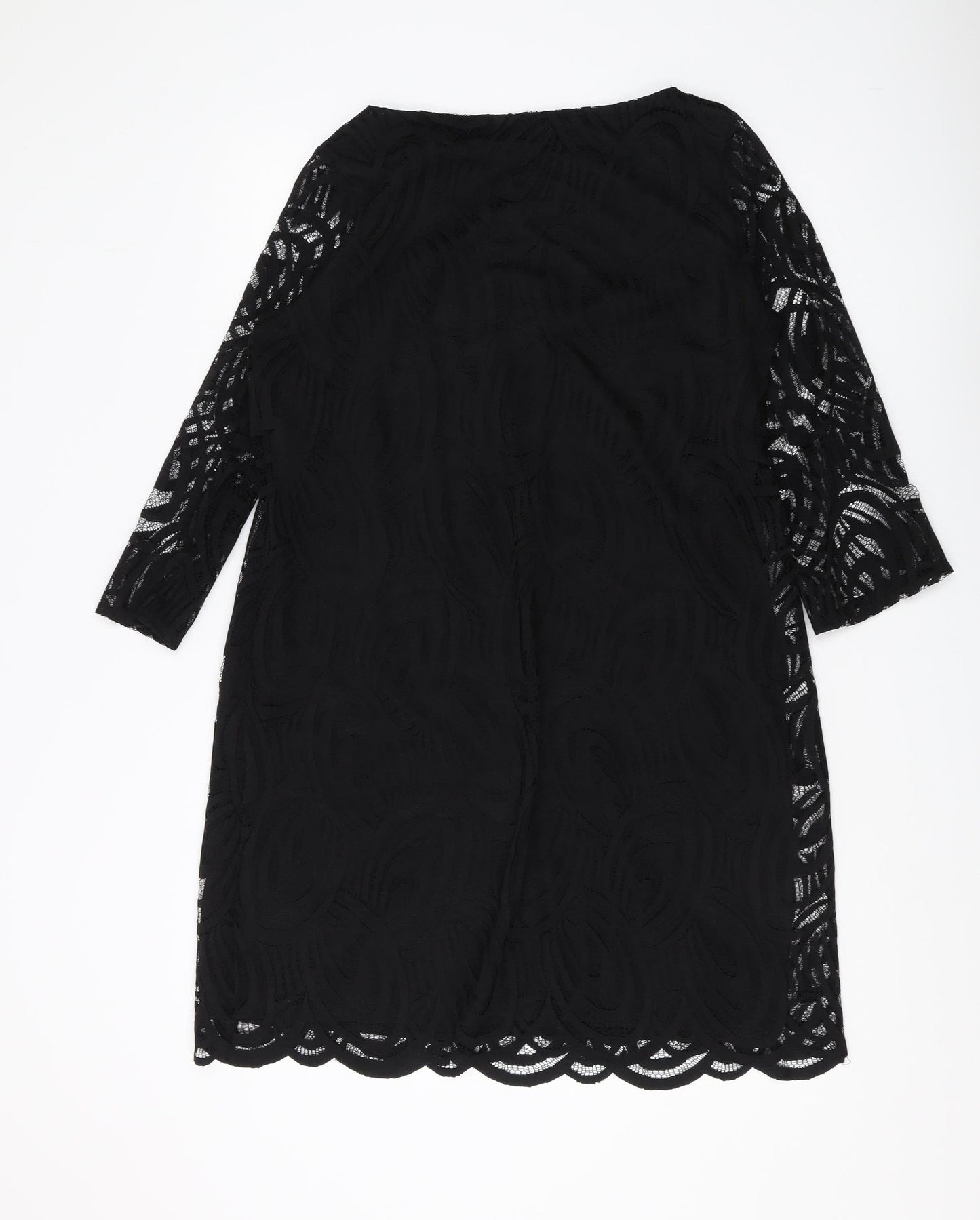 Wallis Women's Black Lace Sheath Dress 3/4 Sleeve