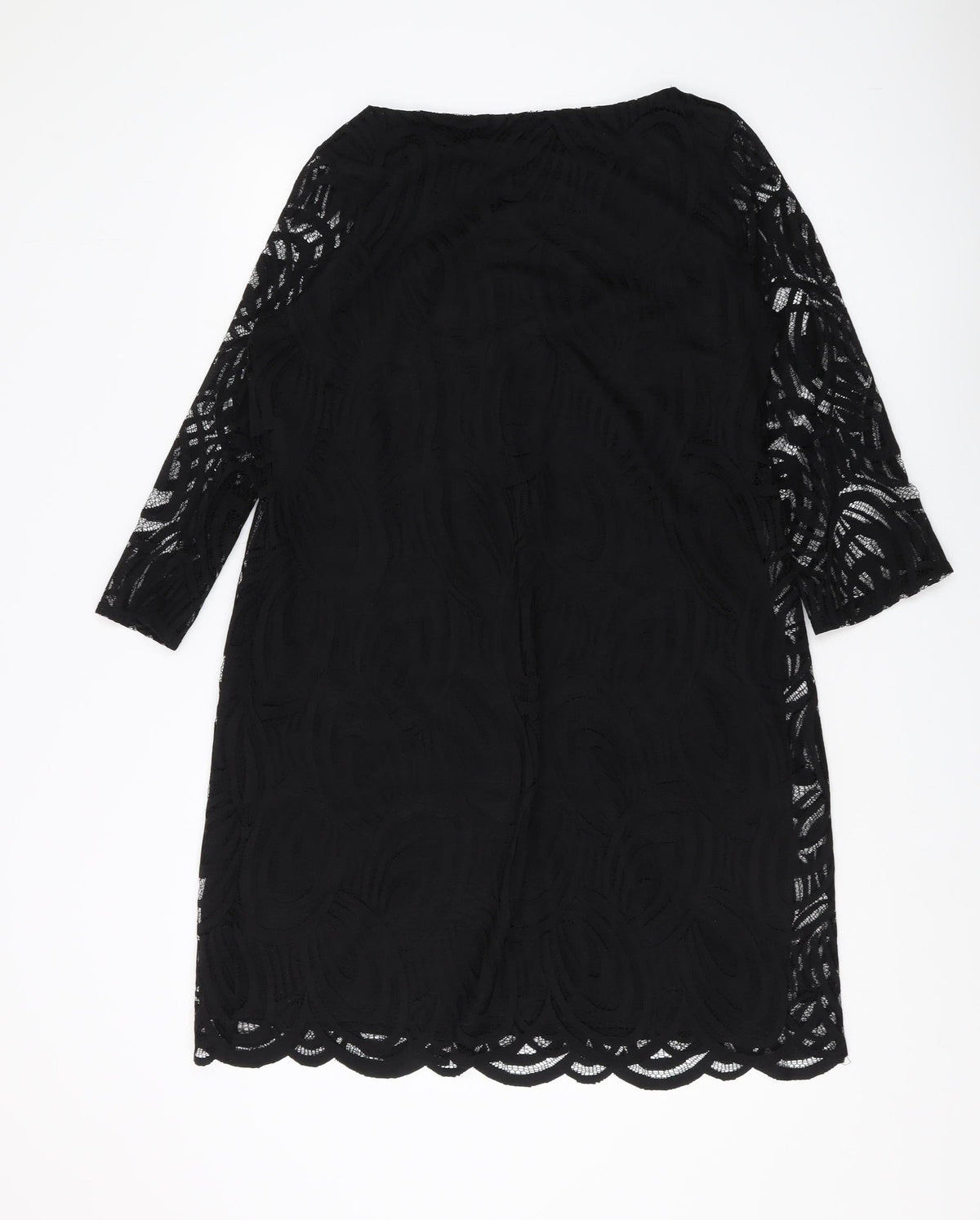 Wallis Women's Black Lace Sheath Dress 3/4 Sleeve