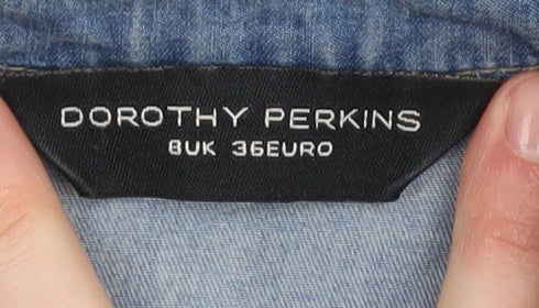 Dorothy Perkins Women's Blue Denim Button-Up Shirt Size 8