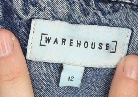 Warehouse Women's Blue Denim Shift Dress Size 12