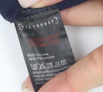 Warehouse Women's Blue Button-Up Square Neck Top