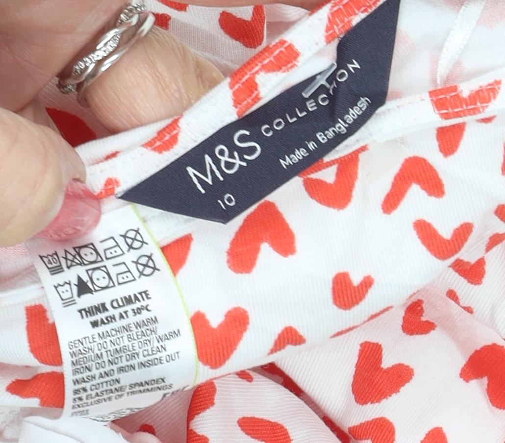 Marks & Spencer Women's White Heart Print T-Shirt