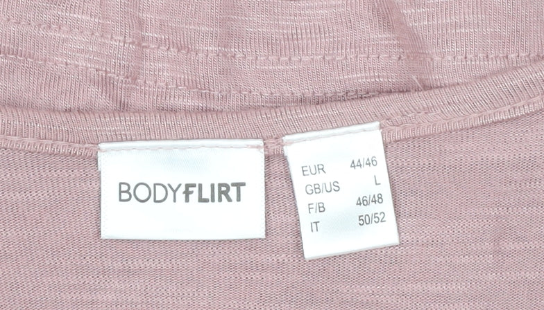 Body Flirt Women's Pink Bell Sleeve Crochet Tunic Blouse L