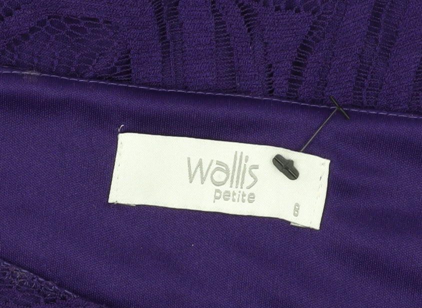 Wallis Women's Purple Lace 3/4 Sleeve Dress Size 8