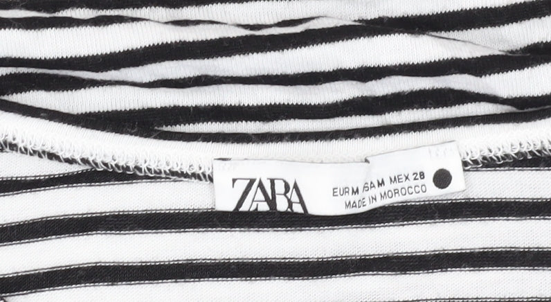 ZARA Women's M Striped T-Shirt in Black