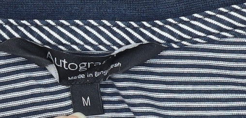 Marks & Spencer Men's Blue Striped Cotton T-Shirt M