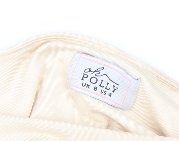 Oh Polly Beige Slip Dress, Women, Size 8, Ruched Party Dress