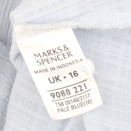 Marks & Spencer Women's Blue Button-Up Shirt 16
