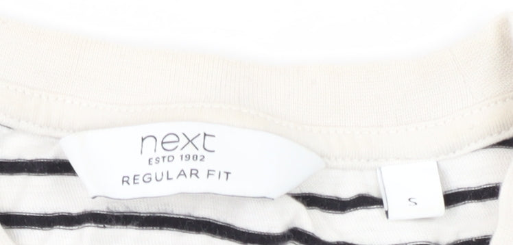 Next Women's Black Striped T-Shirt, Size S, Regular Fit