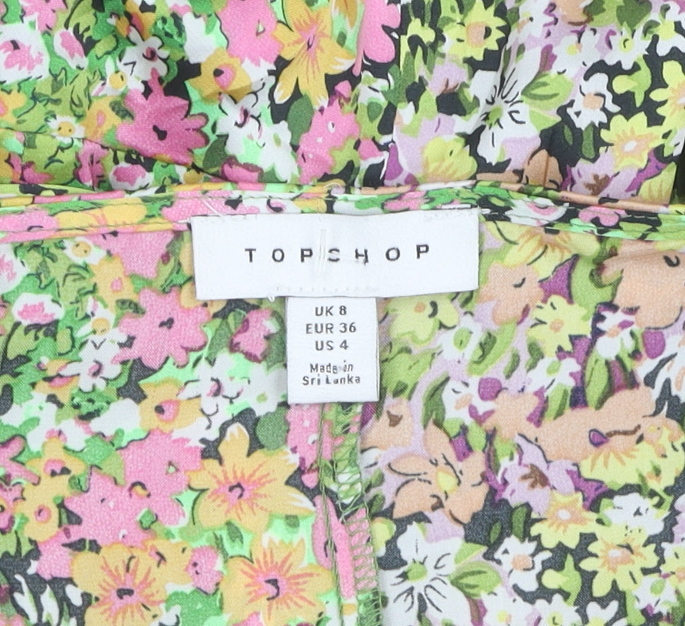 Topshop Women's Floral Puff Sleeve Wrap Blouse, Size 8