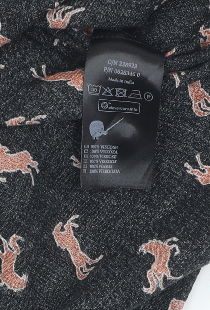Monki Women's Black Animal Print Blouse, Size S