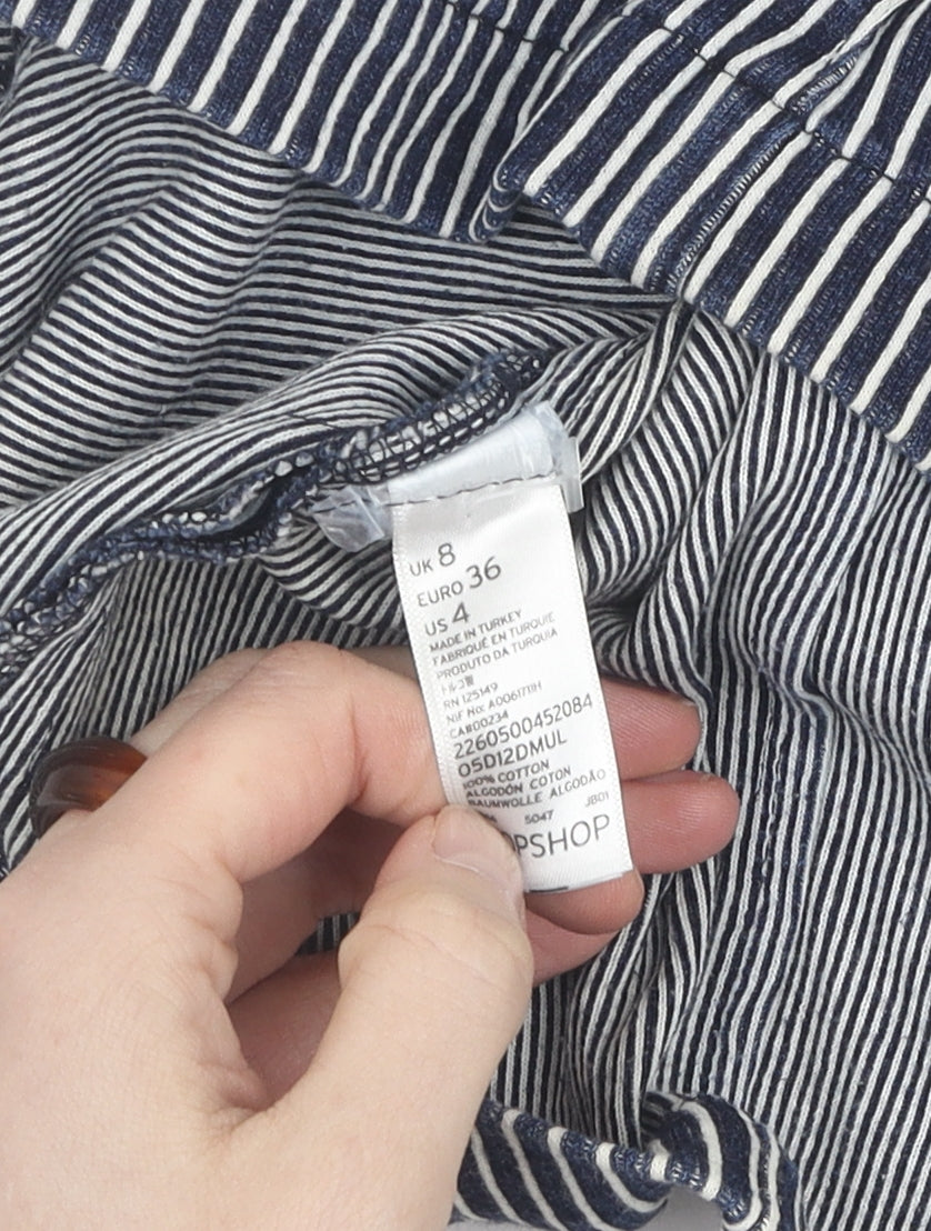 Topshop Women's Blue Striped Bodycon Dress Size 8