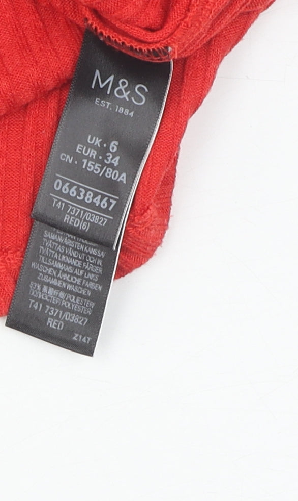Marks & Spencer Red Sleeveless Knit Top Women Size 6