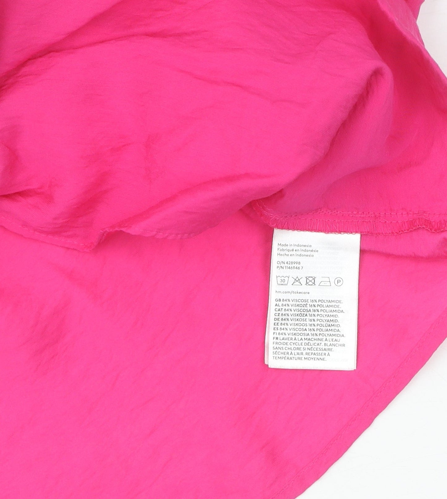 H&M Women's Pink Cropped Blouse, Size L, Collared