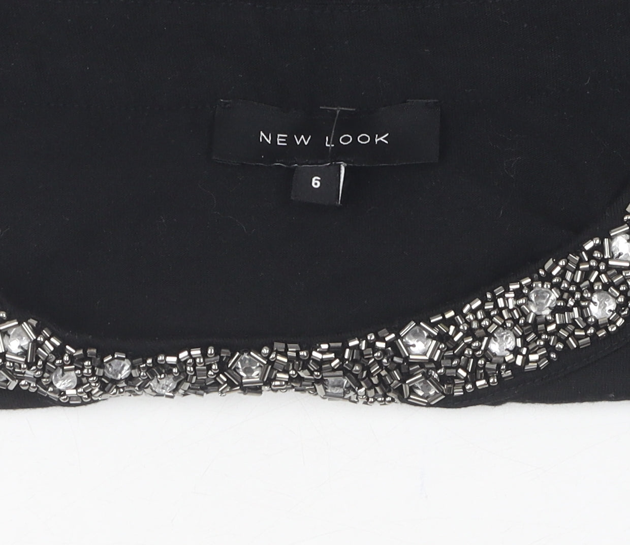 New Look Women's Black Beaded T-Shirt Size 6