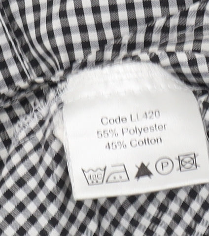 Disley Women's Black Check Button-Up Shirt, Size 8