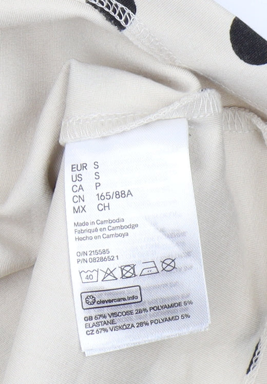 H&M Women's Beige Polka Dot Cropped Blouse, S