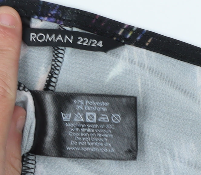 Roman Women's Black Multicoloured Tunic Size 22 Relaxed Fit