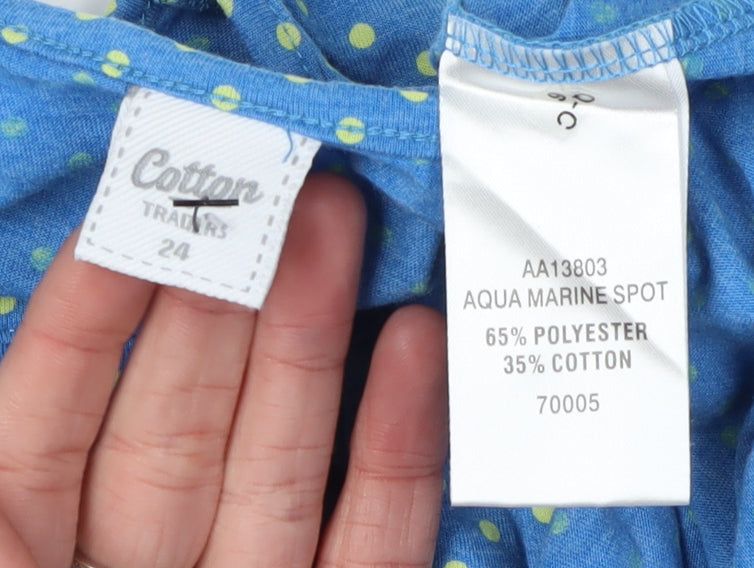 Cotton Traders Women's Blue Polka Dot Blouse Size 20