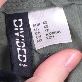 H&M Women's Green Parka Jacket, XS, Hooded, Casual Wear