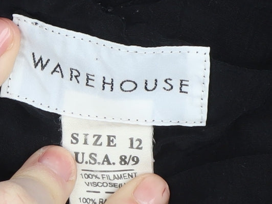 Warehouse Women's Black Tank Top Size 12 Viscose Sleeveless