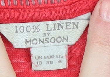 Monsoon Red Linen Sleeveless Blouse for Women