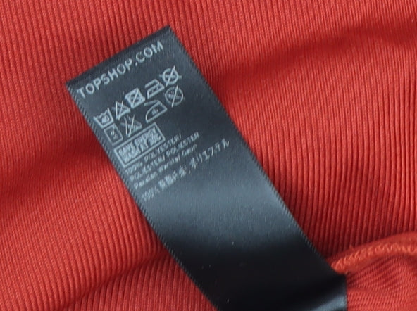 Topshop Women's Red Bodycon Dress, Size 8, High Neck