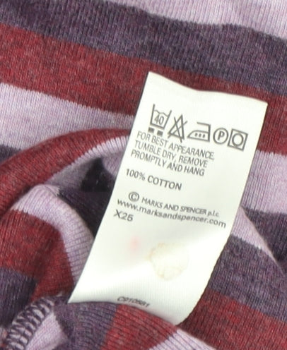 Marks & Spencer Women's Multicoloured Striped V-Neck T-Shirt Size 10
