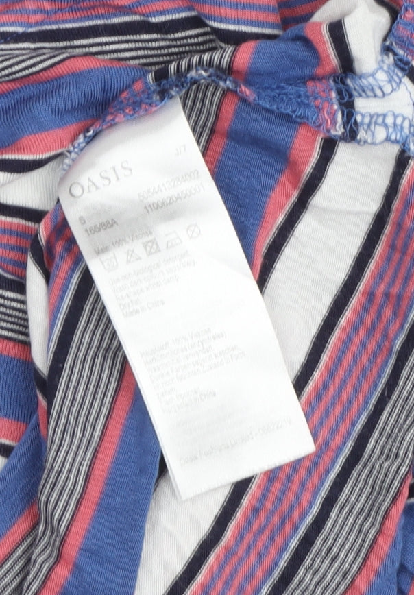 Oasis Women's Multicoloured Striped Cold Shoulder Tee