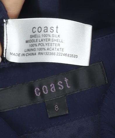 Coast Women's Blue Silk Strapless A-Line Dress - Size 8
