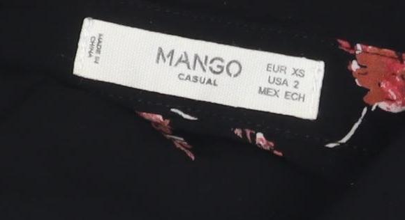 Mango Women's Black Floral Shirt Dress, Size 2