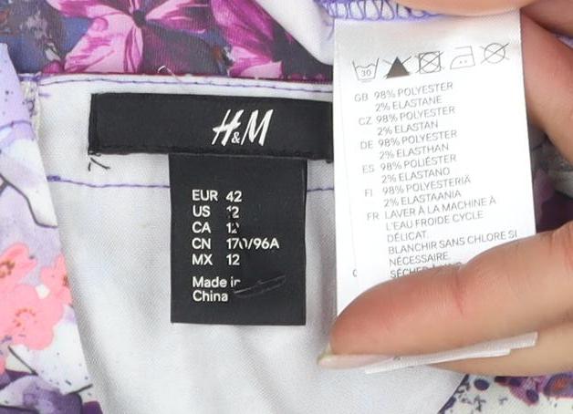 H&M Women's Multicoloured Floral Shift Dress Size 14