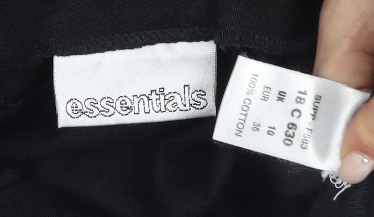 Essentials Women's Black Cotton Skirt, Size 10, Pockets
