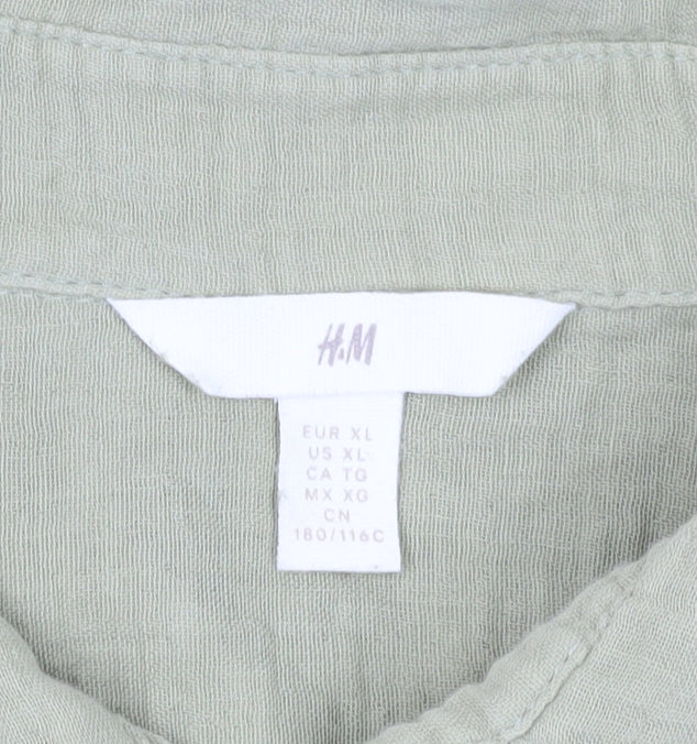 H&M Women's Green XL Button-Up Long Sleeve Shirt