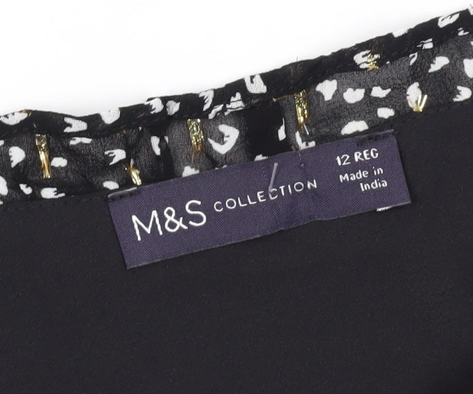 Marks & Spencer Women's Black Floral Blouse Size 12