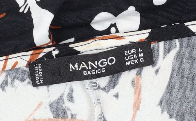 Mango Women's Black Floral Wrap Dress - L