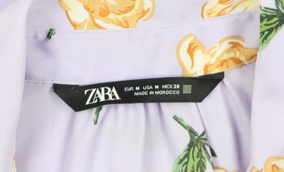 Zara Women's Floral Blouse, M, Multicoloured Satin