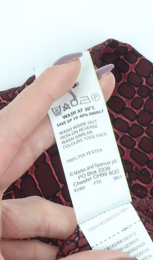 Marks & Spencer Women's Red Geometric Button-Up Shirt