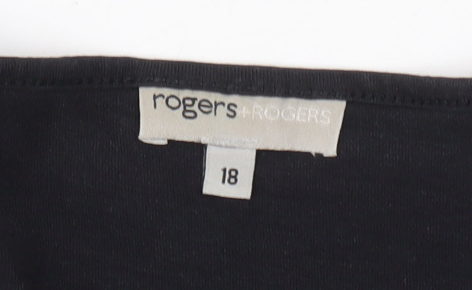Rogers+ROGERS Women's Black Scoop Neck Blouse - Size 18