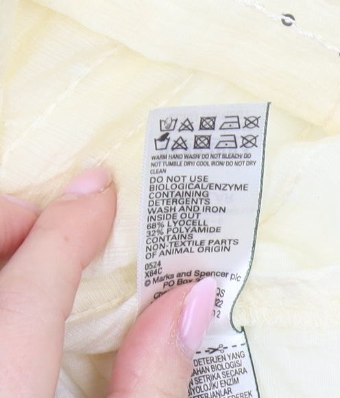 Marks and Spencer Women's Yellow Blouse - Size 10
