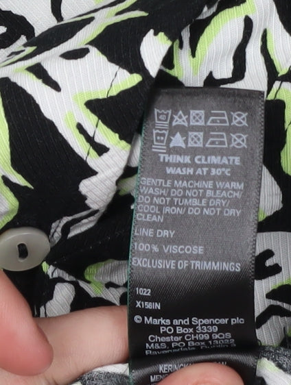 Marks & Spencer Women's Black Floral Button-Up Shirt
