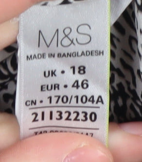 Marks & Spencer Women's Black Animal Print Blouse