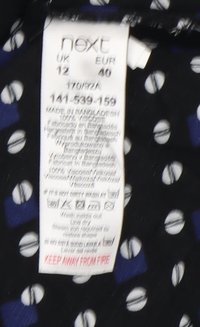 Next Women's Black Geometric Button-Up Shirt, Size 12