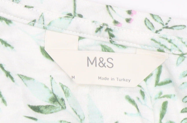 Marks and Spencer Women's Green Floral T-Shirt Dress M