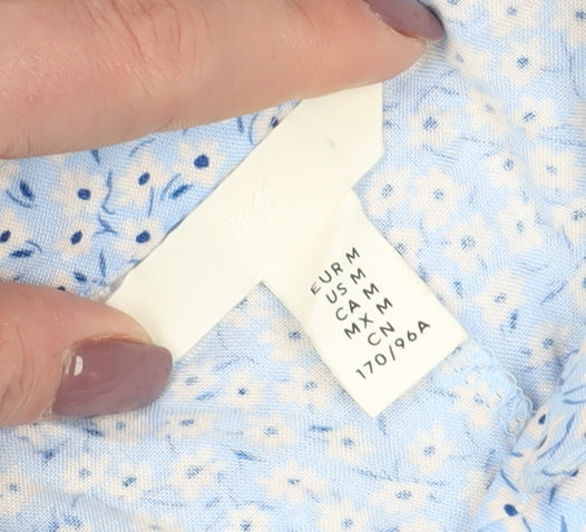 H&M Women's Blue Floral Midi Shirt Dress, M