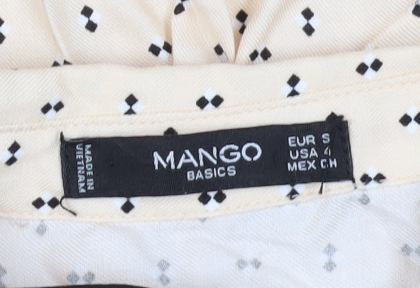 Mango Women's Beige Button-Up Geometric Shirt S