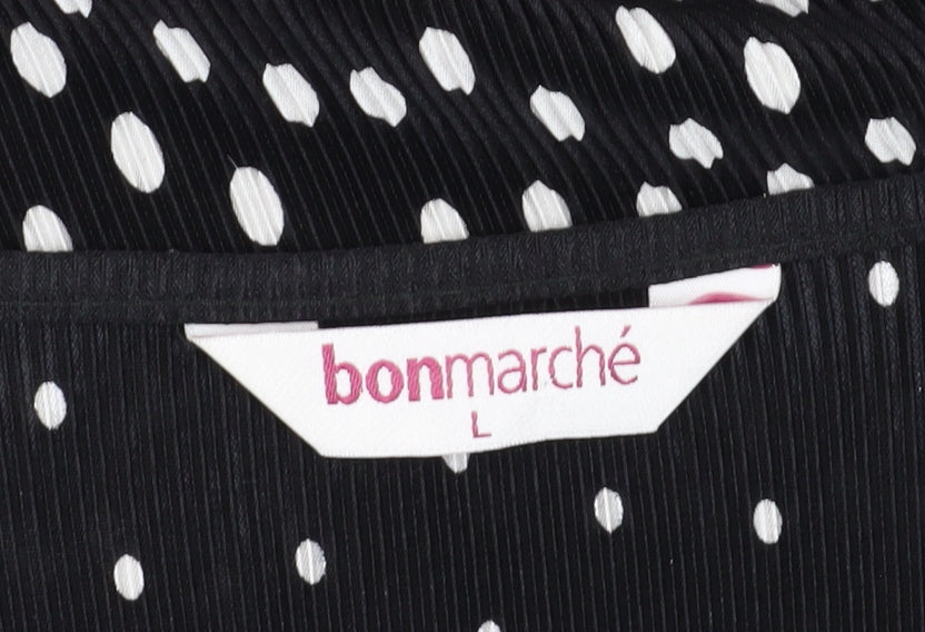 Bonmarché Women's Black Polka Dot T-Shirt Size L