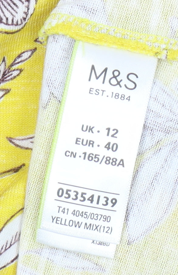 Marks & Spencer Women's Yellow Floral Tunic Size 12