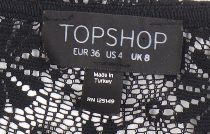 Topshop Women's Black Lace Tank Size 8 - Elegant Wardrobe Essential