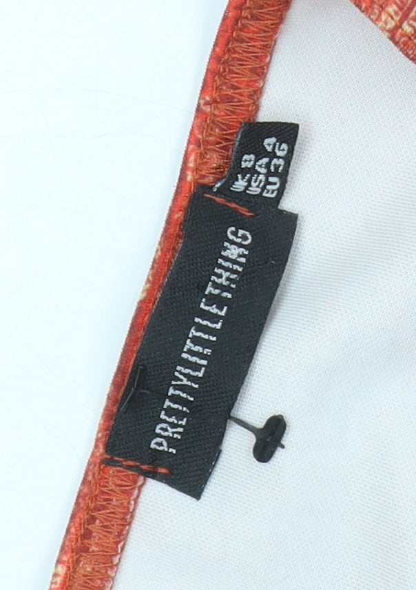 PRETTYLITTLETHING Women's Red Bodycon Dress Size 8